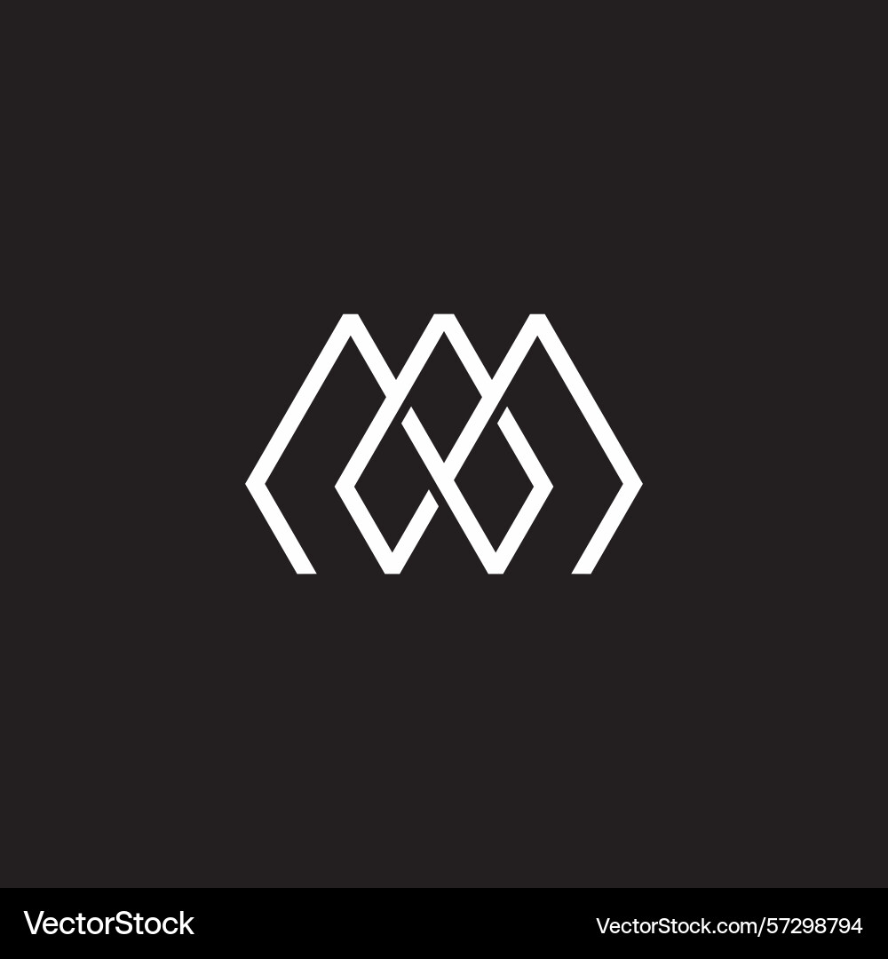 Letter m linked overlapping arrow up linear logo Vector Image