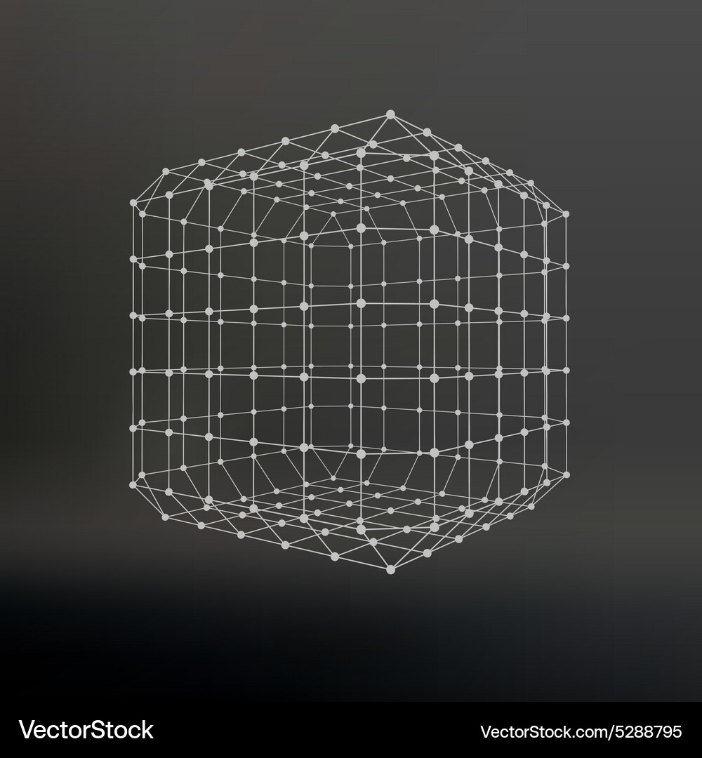 Cube of lines and dots Vector Image