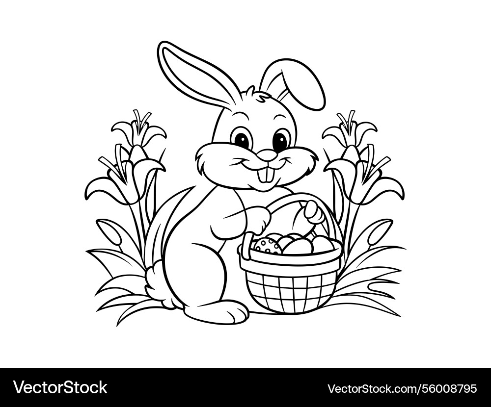 Easter bunny cross line art christian rabbit Vector Image