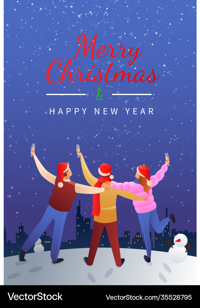 Merry christmas flat gradient poster Merry christmas flat gradient poster vector image