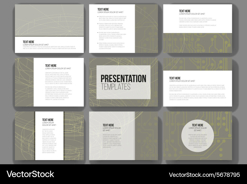 Set of 9 templates for presentation slides vector image
