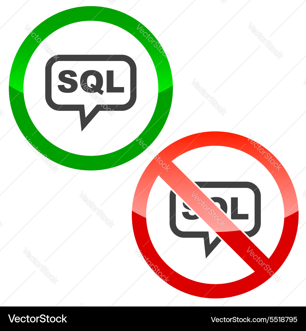 Sql message permission signs vector image