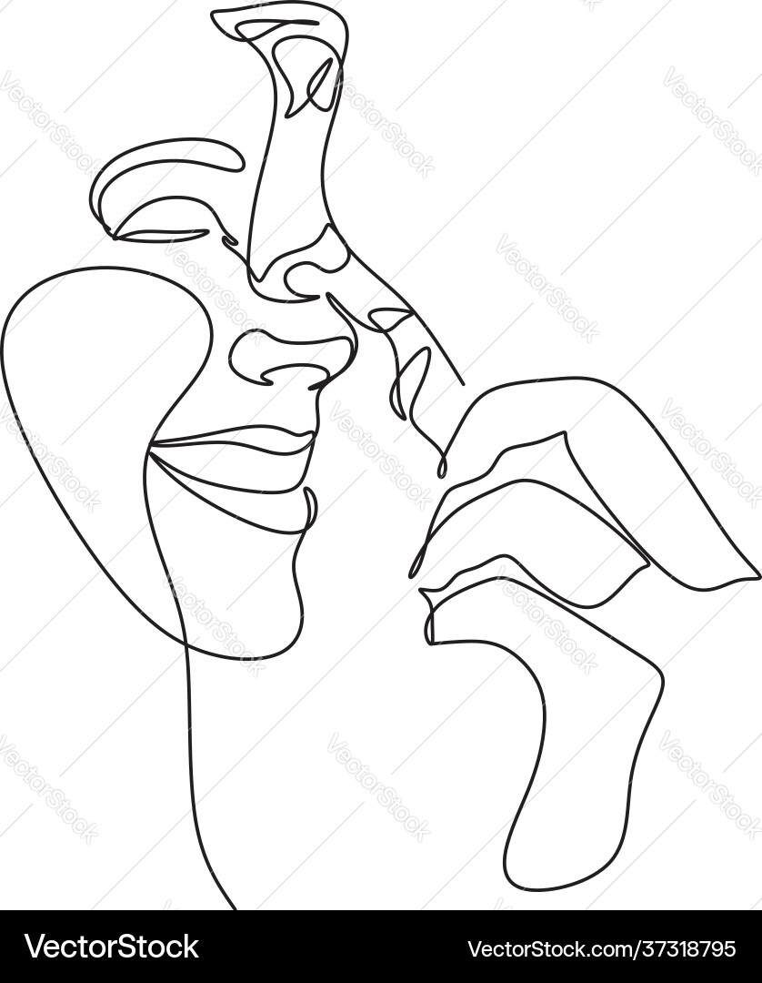 Surreal faces continuous line drawing set vector image