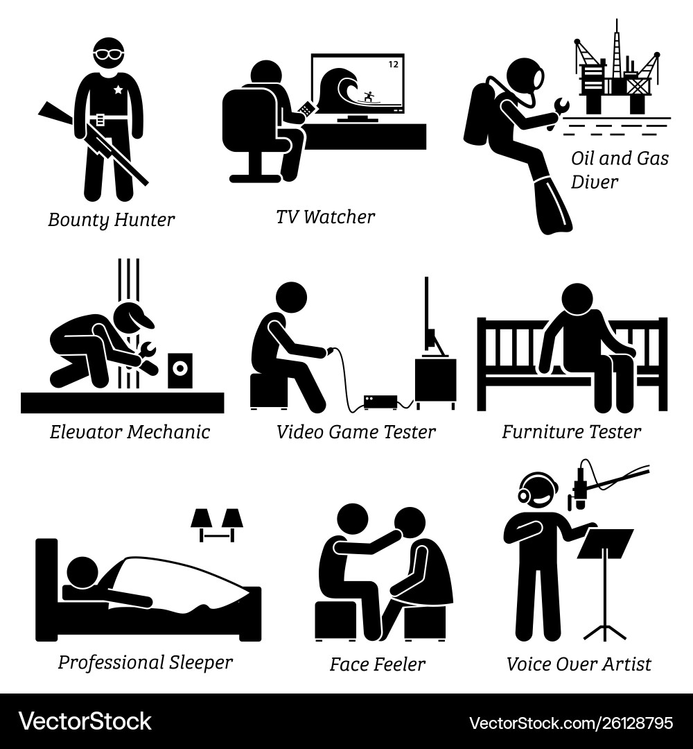 Weird unusual odd job - bounty hunter tv watcher Weird unusual odd job - bounty hunter tv watcher vector image