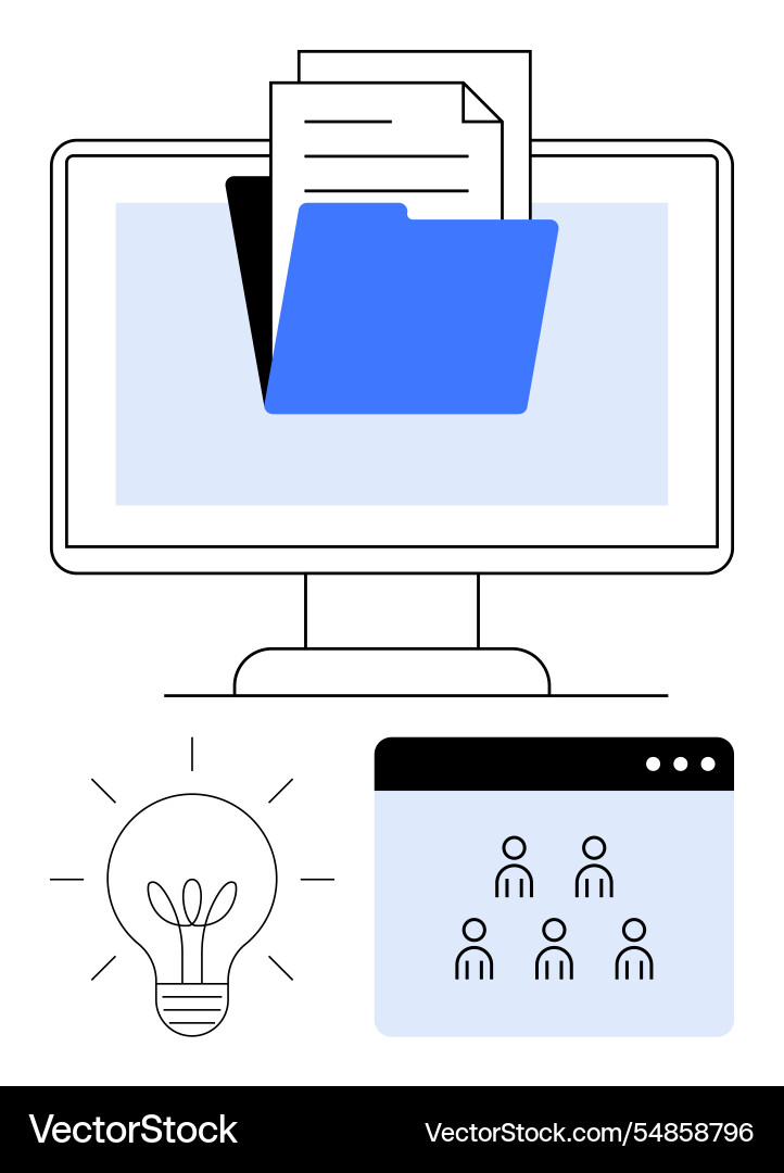 Digital file management concept with folder Digital file management concept with folder vector image