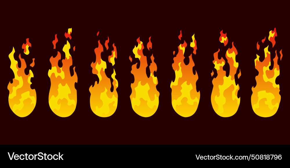 Feueranimation sprites set von rot und orange Feueranimation sprites set von rot und orange vektorbild