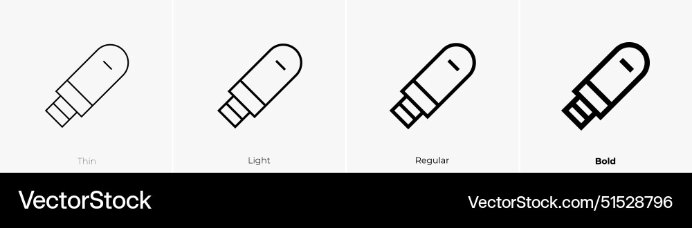 Flash disk icon thin light regular and bold style Flash disk icon thin light regular and bold style vector image
