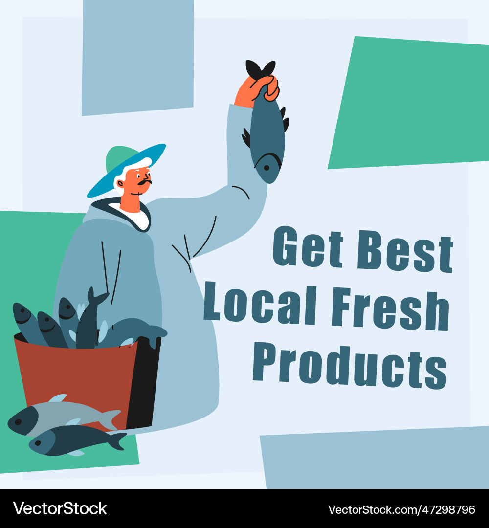 Get best local fresh products tasty fish vector image