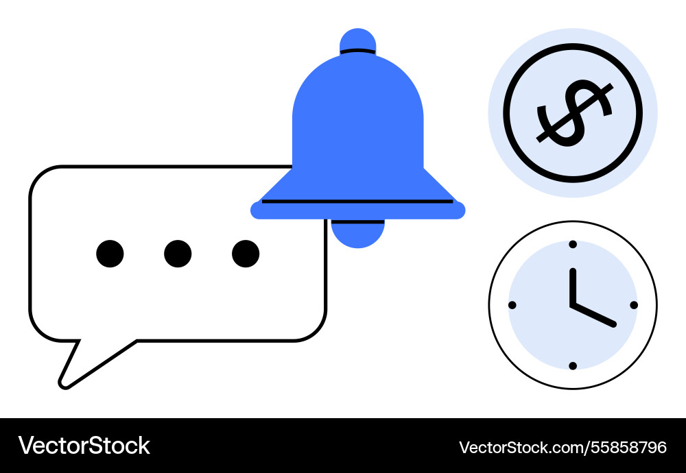 Notification alert with message bubble clock Notification alert with message bubble clock vector image