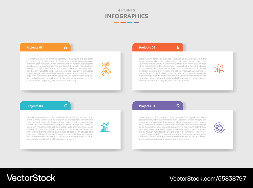 4 points template infographic with rectangle box 4 points template infographic with rectangle box vector image