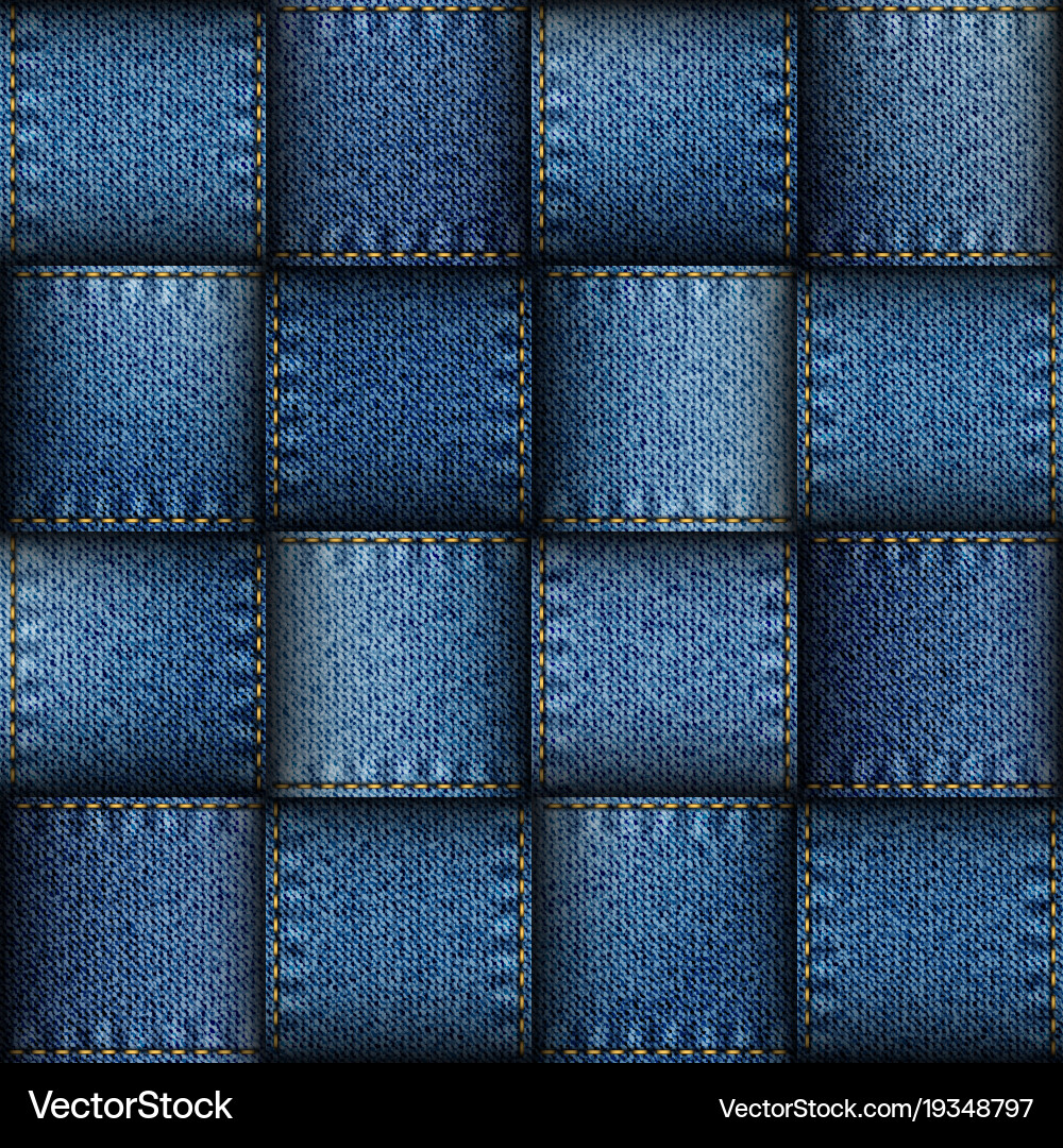 Blue Jeans Patchwork Fabric Royalty Free Vector Image