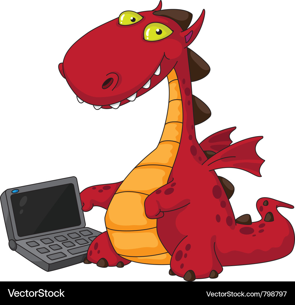 Dragon and laptop Royalty Free Vector Image - VectorStock