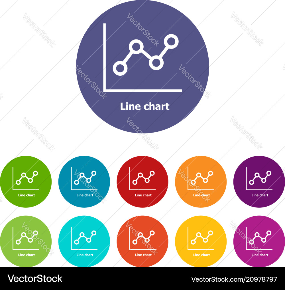 Line chart icons set color Line chart icons set color vector image