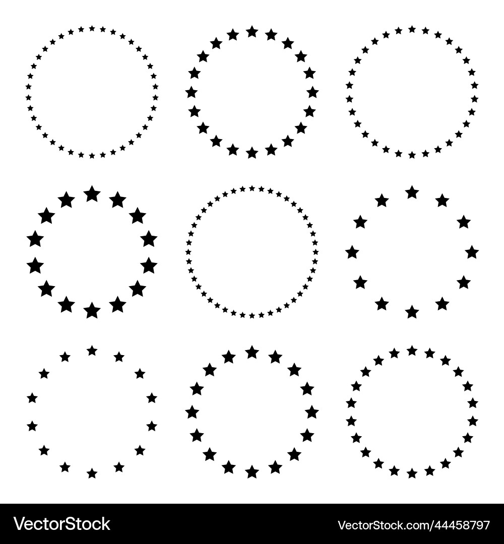 Stars of various sizes arranged in a circle round Stars of various sizes arranged in a circle round vector image
