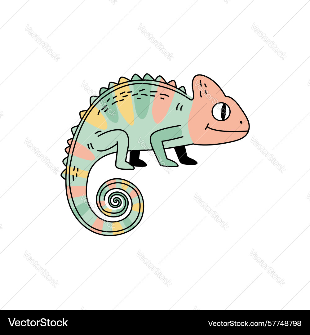 Cartoon style chameleon with colorful patterns Vector Image