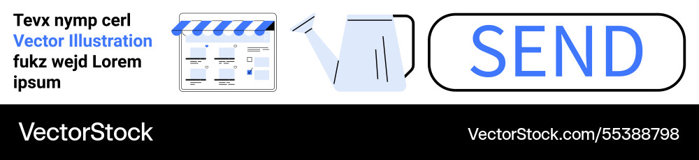 Clickable send button with shopfront and envelope Clickable send button with shopfront and envelope vector image