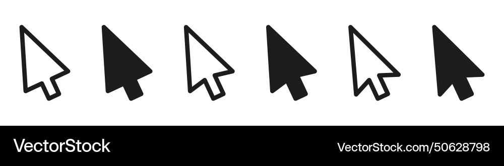 Computer mouse click cursor gray arrow icons set Vector Image