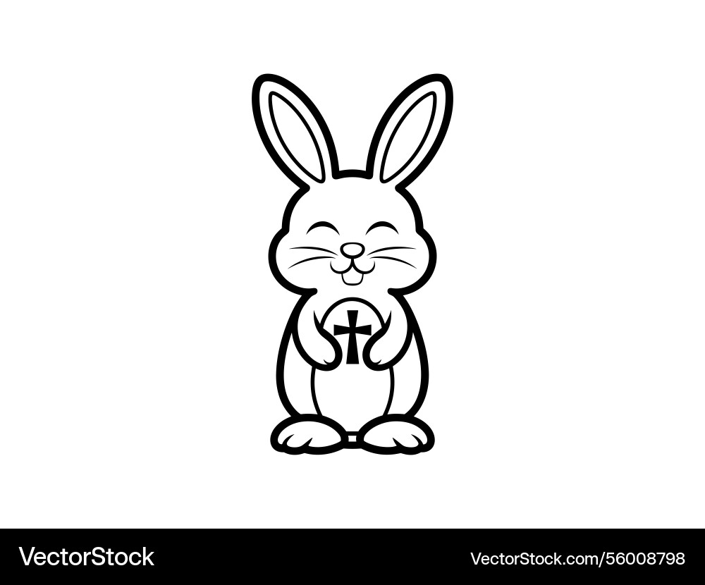 Easter bunny cross line art christian rabbit Vector Image
