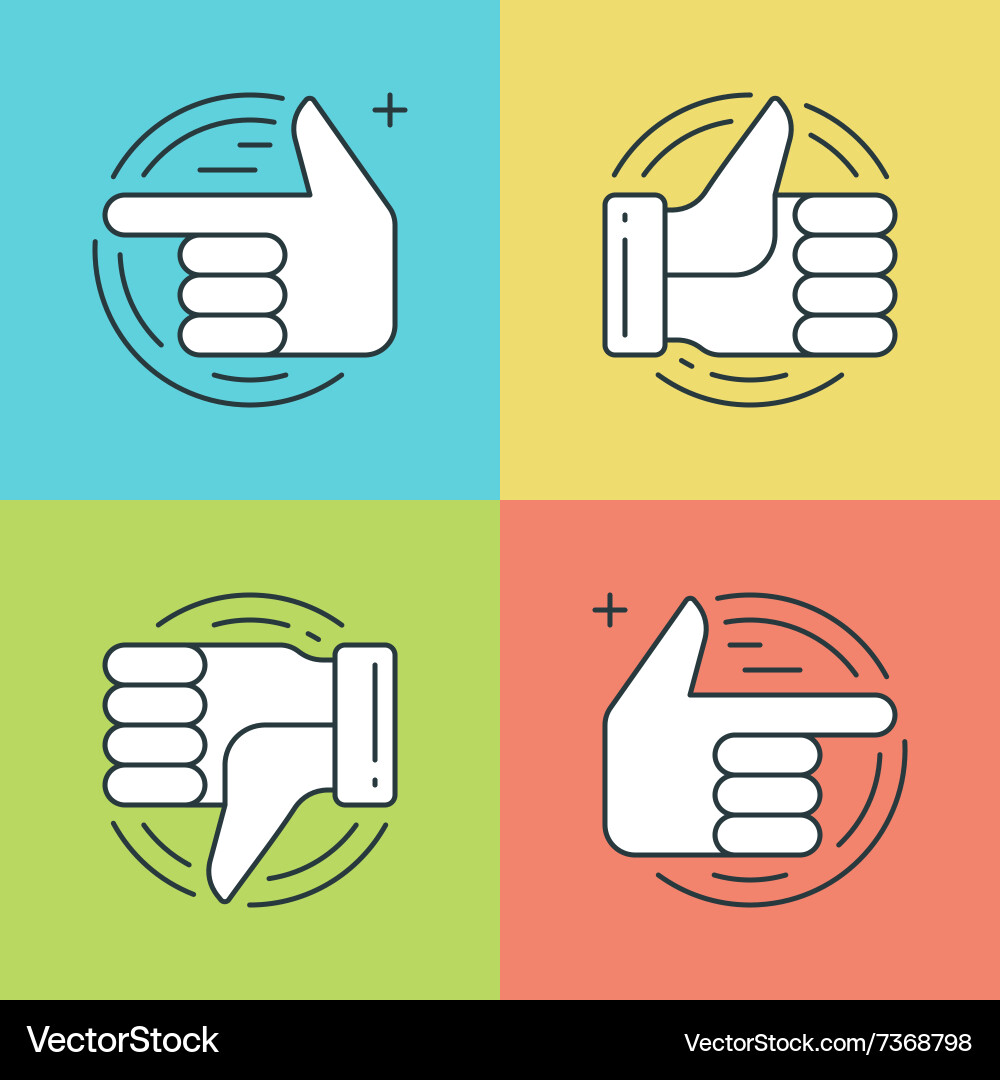 Flat line icons set thin linear stroke vector image