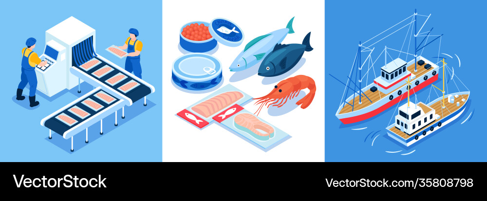 Konzept der Produktion der Fischerei Konzept der Produktion der Fischerei vektorbild