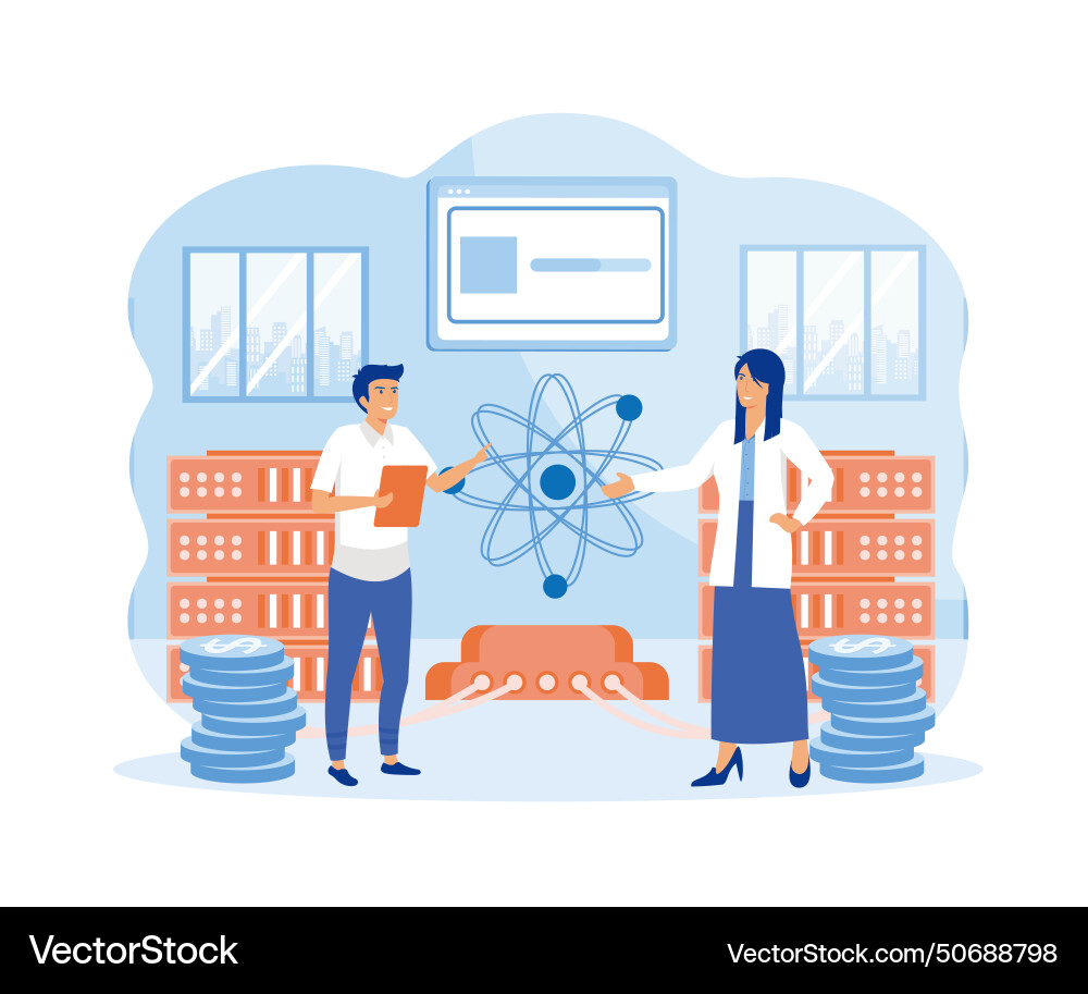 Landing page template of data science concept Landing page template of data science concept Vector Image