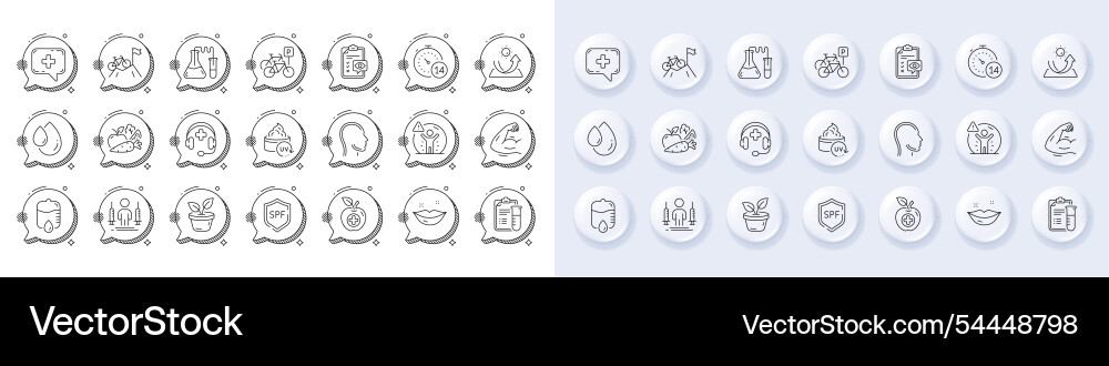 Lips medical chat and vegetables line icons Lips medical chat and vegetables line icons vector image