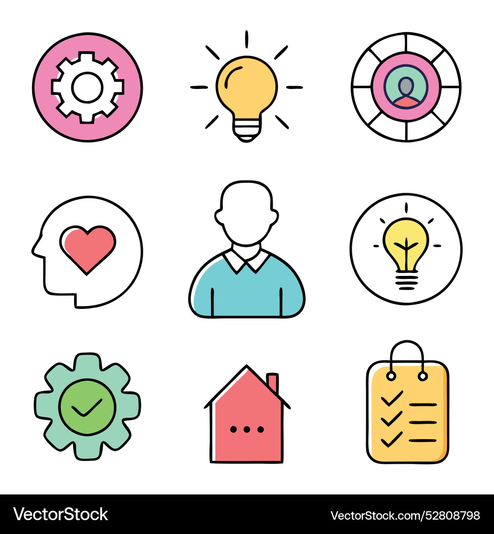 Soft skills concept colorful linear icons color Vector Image