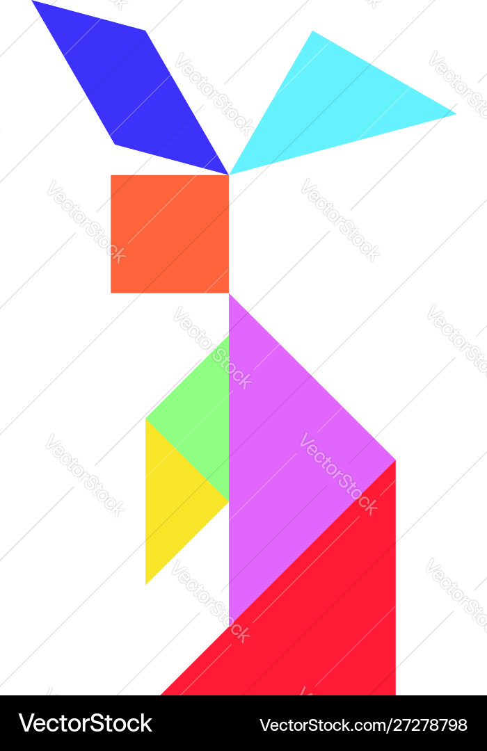 Tangram puzzle in rabbit shape on white Tangram puzzle in rabbit shape on white vector image