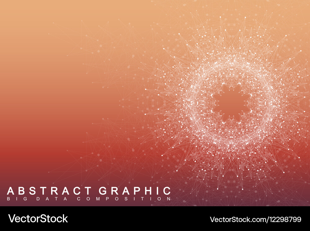 Fractal element with connected lines and dots big vector image