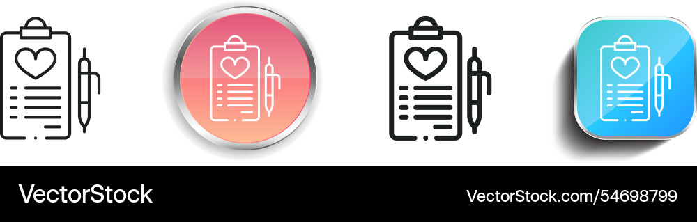 Health report icon thin linear regular and button Health report icon thin linear regular and button vector image