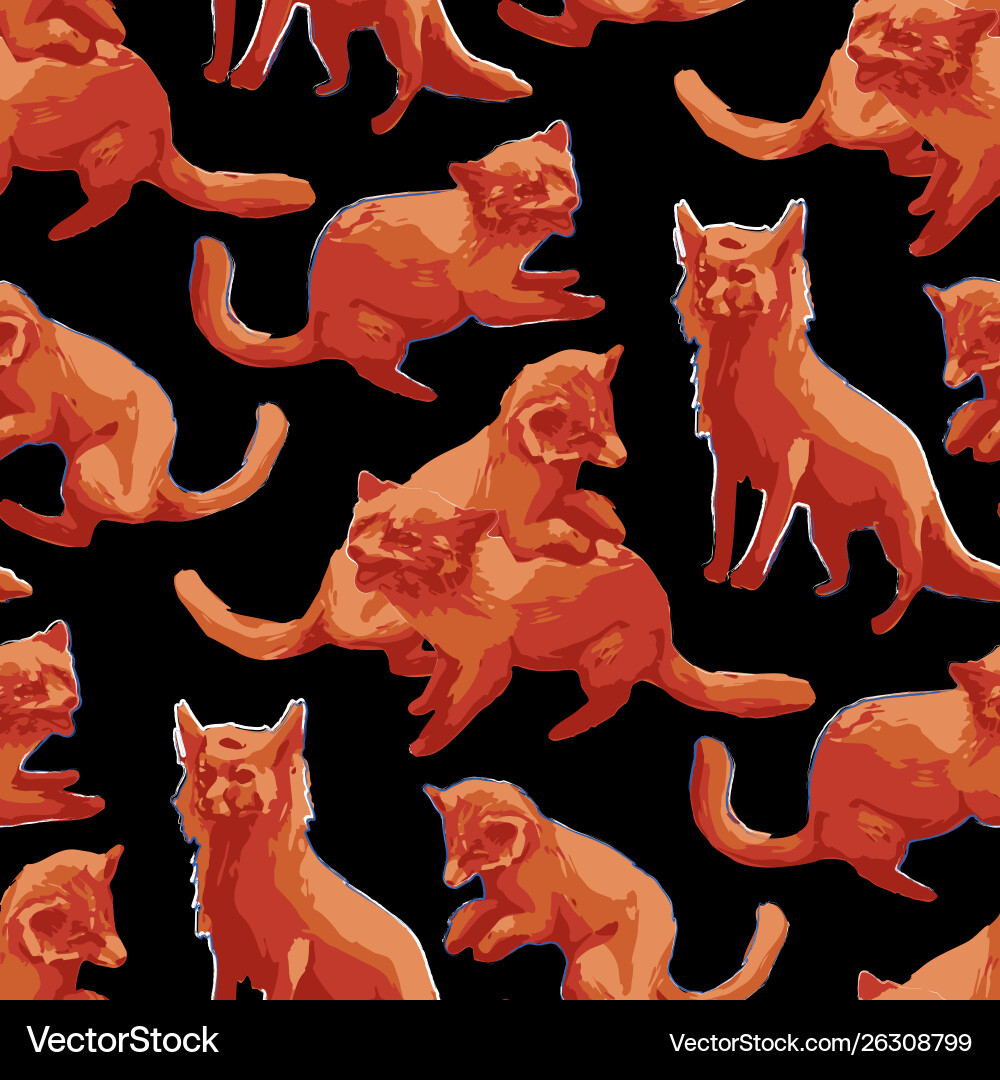 Repeated seamless pattern cute orange foxes Vector Image
