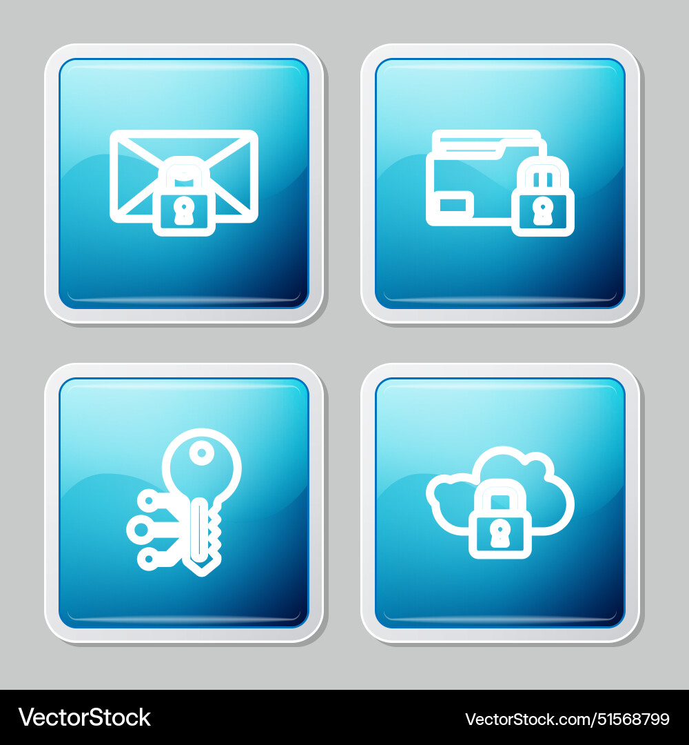 Set line mail message lock password folder Set line mail message lock password folder vector image