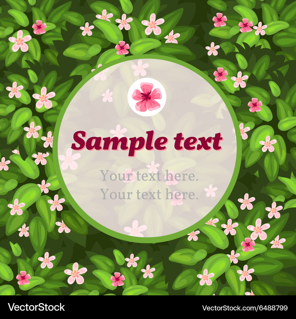 Spring flower green card with frame for text Vector Image