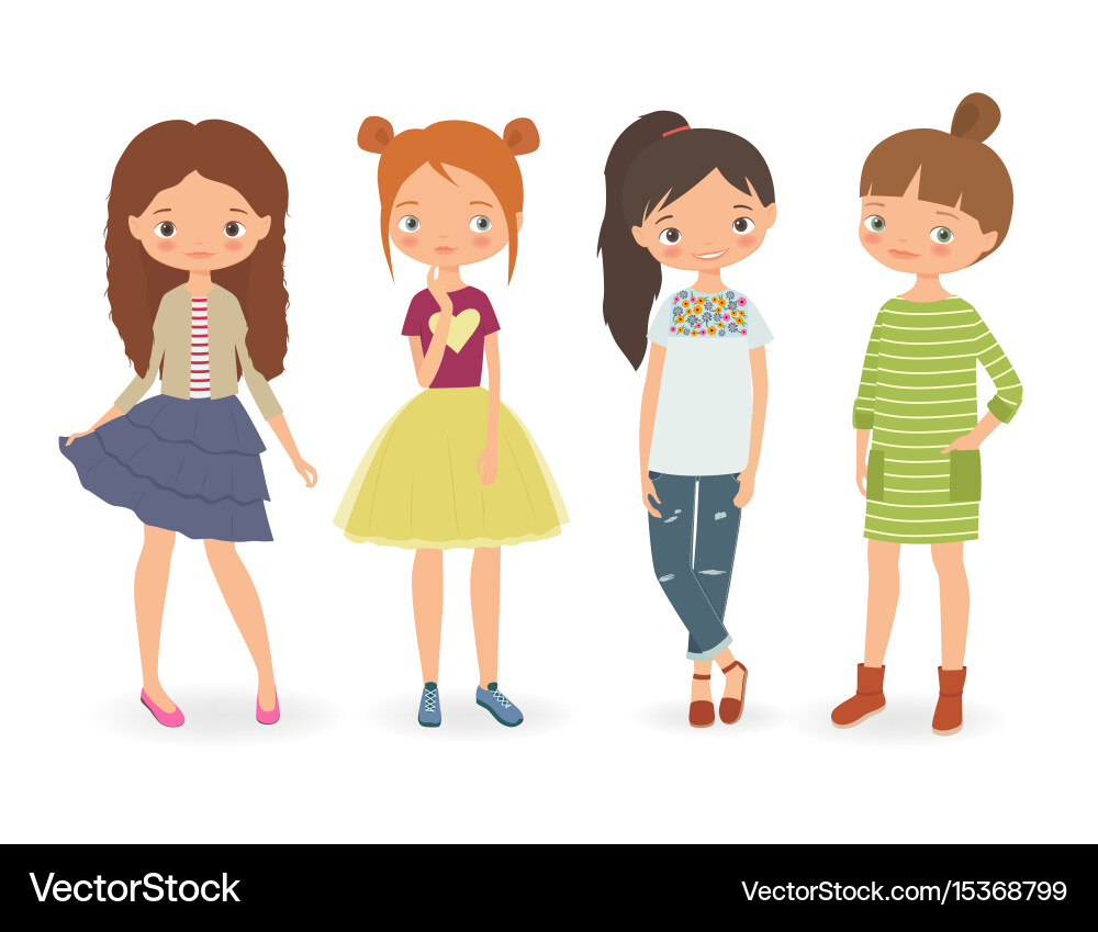Stylish Girls Fashion Collection Vector Image
