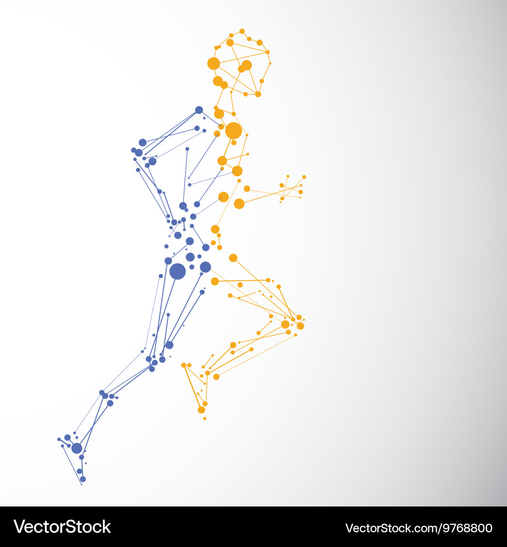Abstract Running Man Data Flow Vector Image