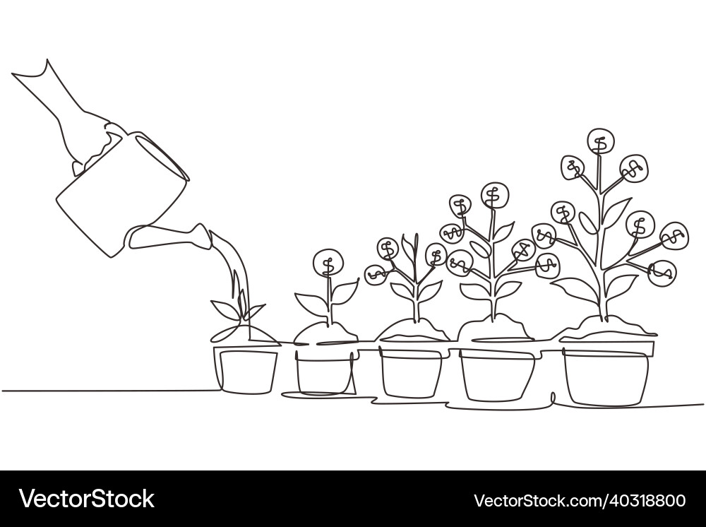 Continuous one line drawing hand with can Continuous one line drawing hand with can vector image