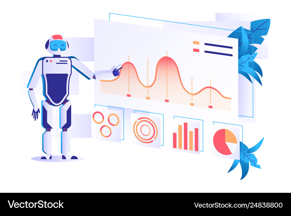 Data Analysis Robot Automation vector image