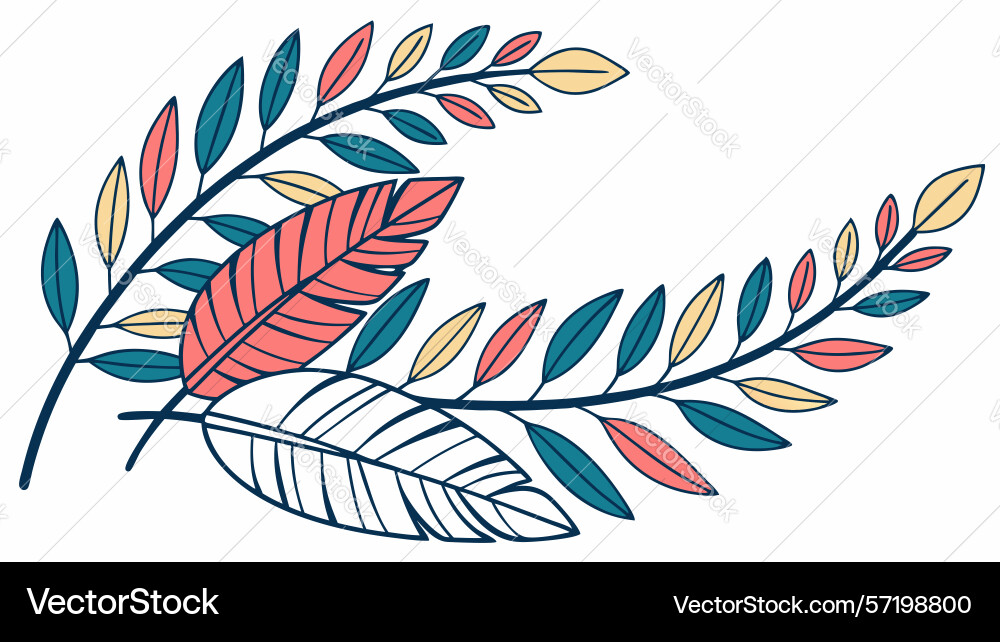 Decorative leaf branch element design generative Vector Image