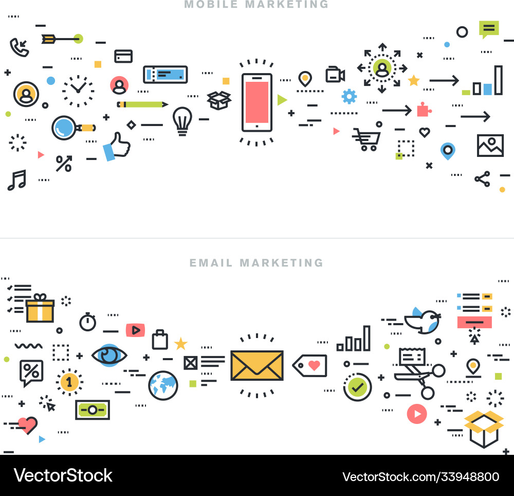 Flat line design concepts Flat line design concepts vector image