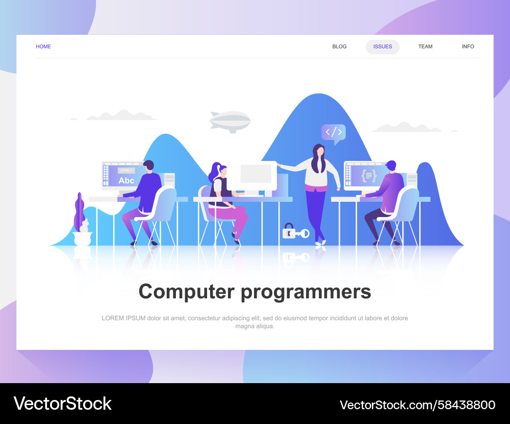 Modern Computer Programmers Flat Concept Vector Image