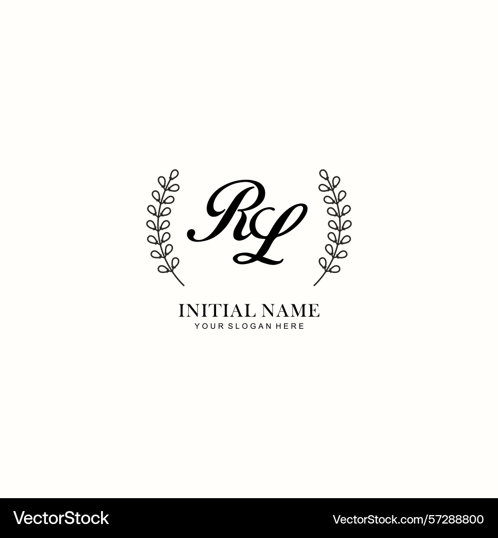 Rl initial logo templates with botanical elements Rl initial logo templates with botanical elements vector image