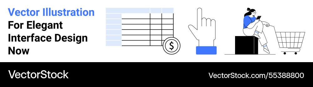 User navigating online interface with data table User navigating online interface with data table vector image