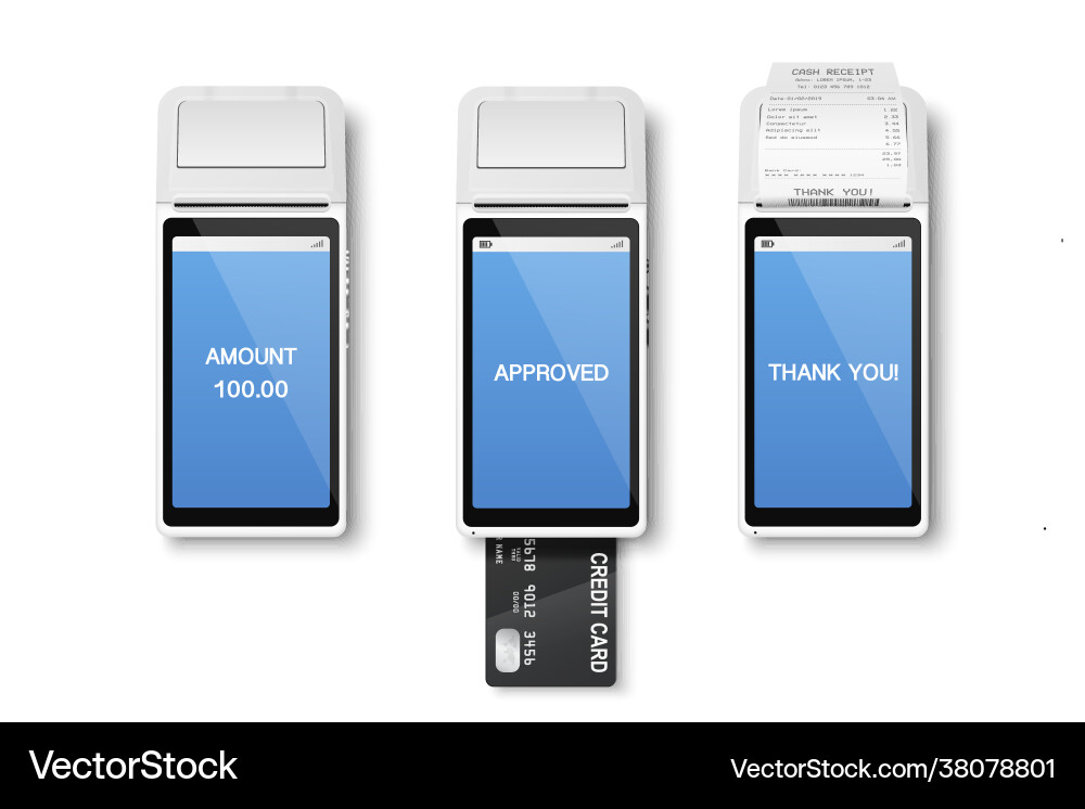 3d realistic payment machine pos terminal Vector Image