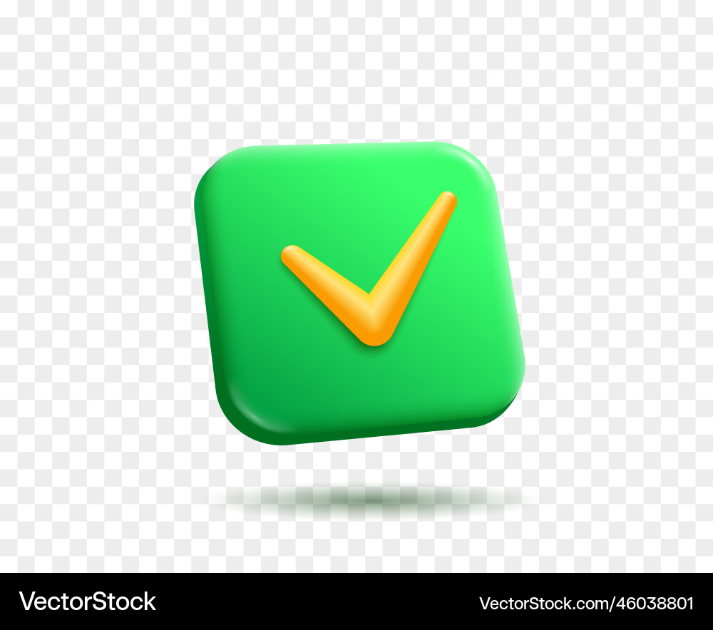 Accept tick check mark 3d render button Accept tick check mark 3d render button vector image