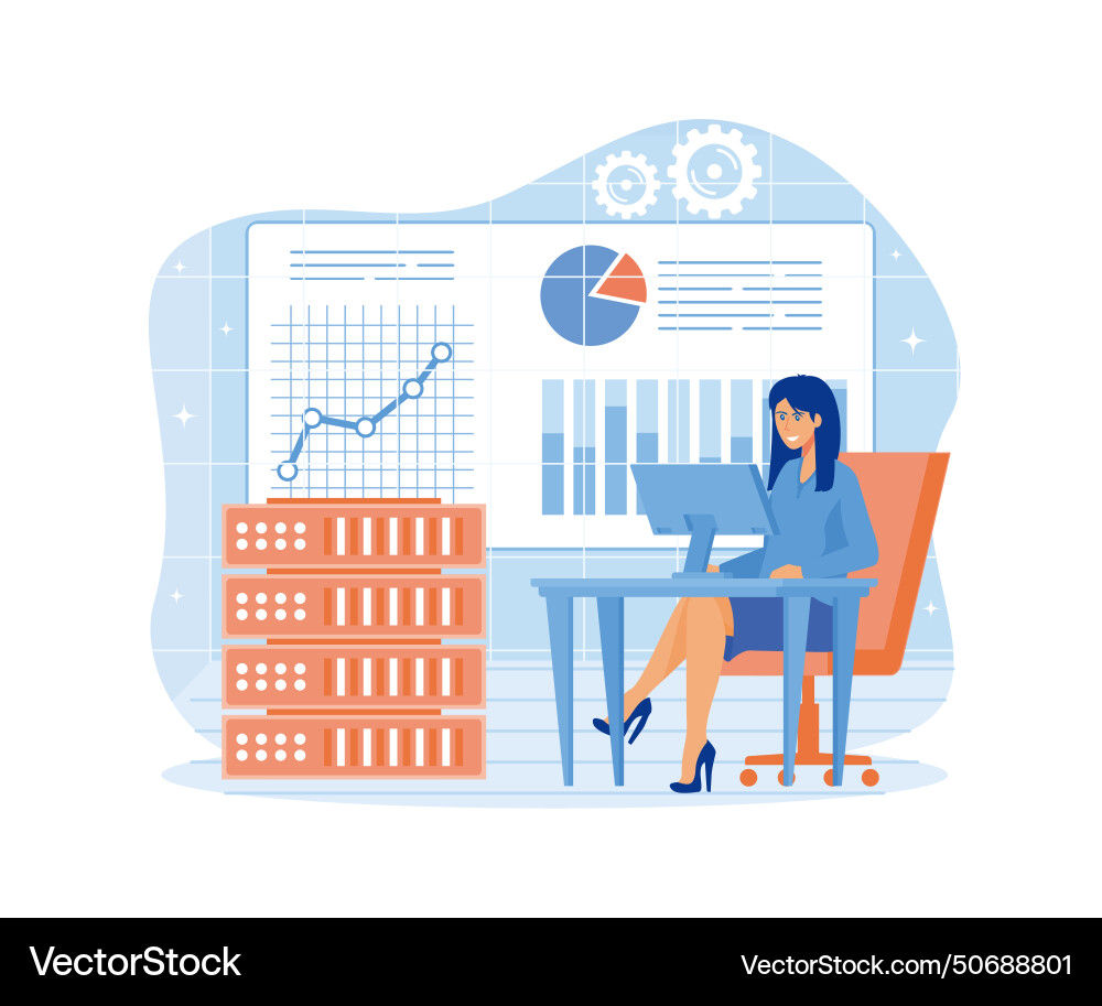 Analysis and data science concept big Vector Image