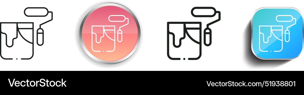 Bucket icon thin linear regular and button style vector image