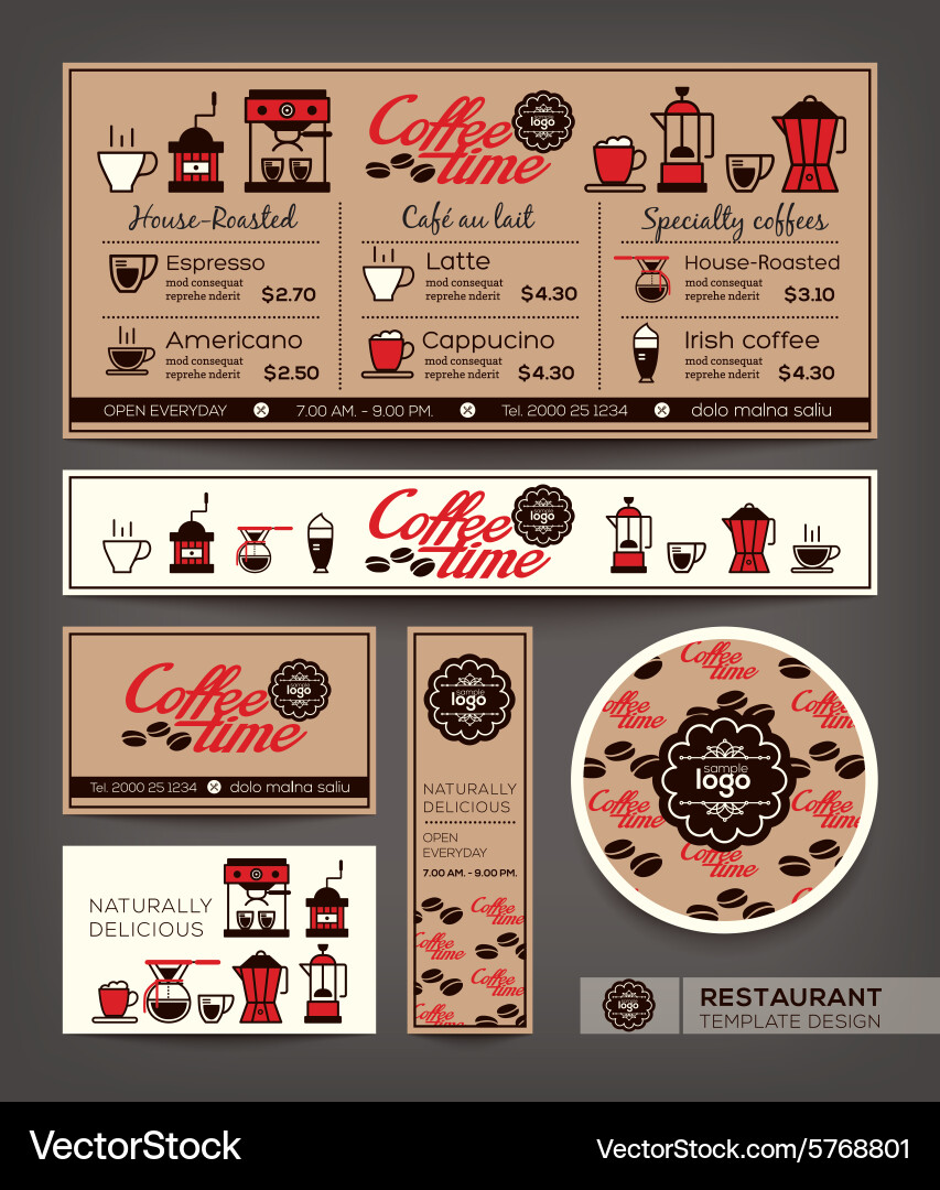 Cafe Menu Template - Set of Graphics vector image