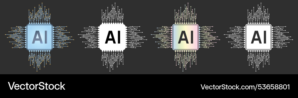 Electronic chip processor ai artificial Electronic chip processor ai artificial vector image