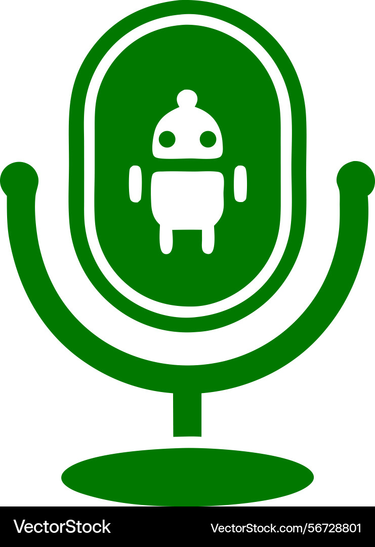 Green microphone icon with an android robot Vector Image