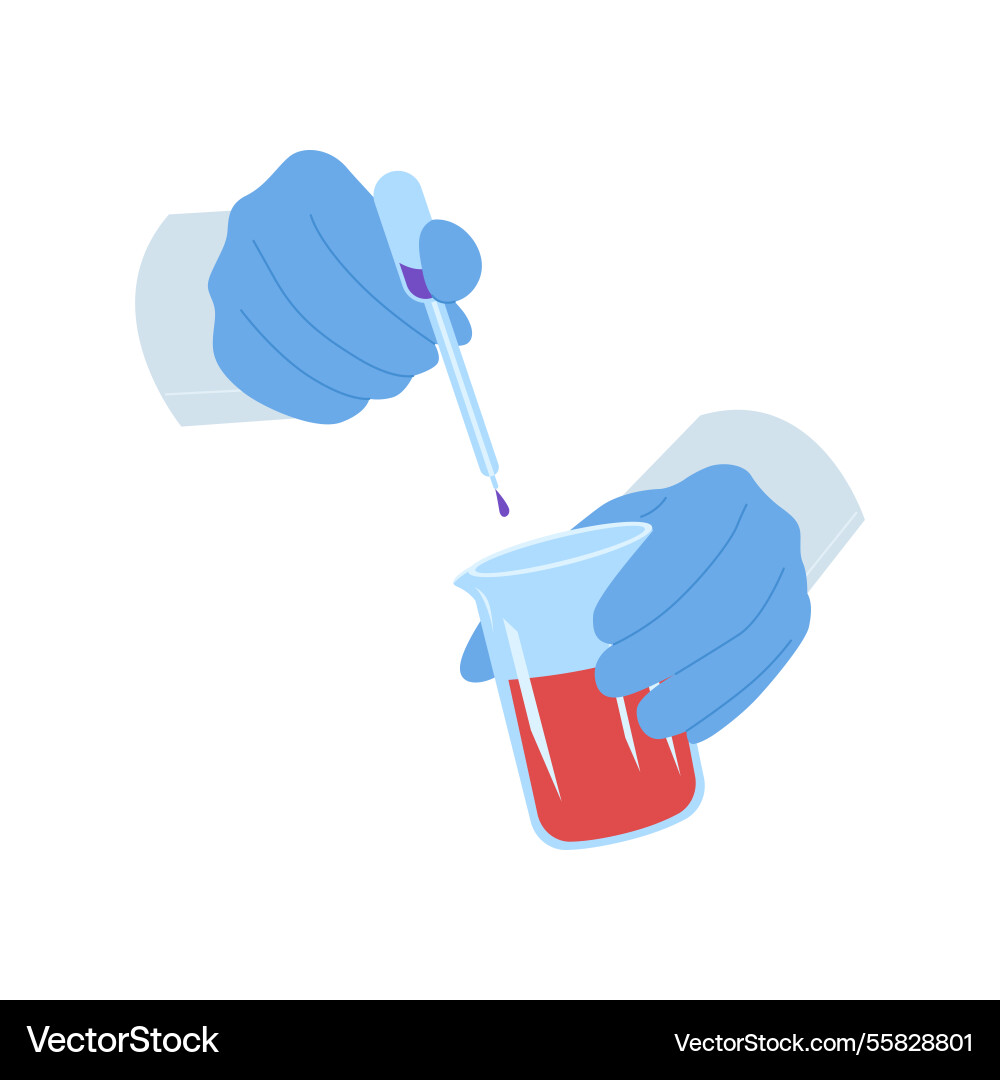 Hands in a laboratory are using pipette Hands in a laboratory are using pipette vector image